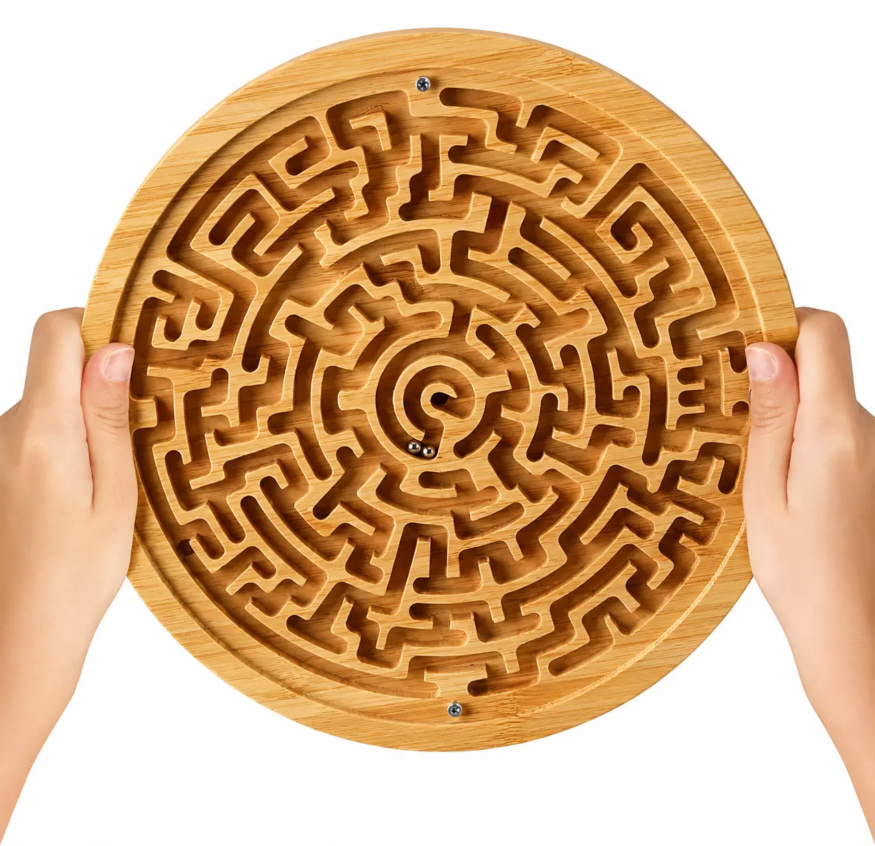 Natural Wood-Steel Maze Board Game for 4-6 Years & All Ages - Patience, Concentration Building, Mental Agility Sharpening Toy with Maze Pathways, Hands-On Challenge, Balance Board, 3+ Lives
