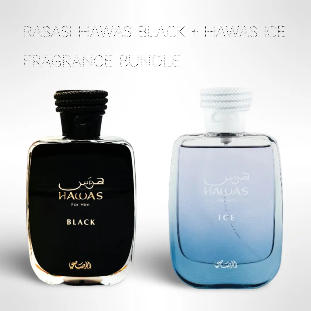 Rasasi Hawas Black + Hawas Ice 100ml (3.4 Fl oz) Long Lasting Perfume - Value Bundle - Fragrance Gift Bundle Men's Hawas niche  fragrances, Edp Perfume Spray