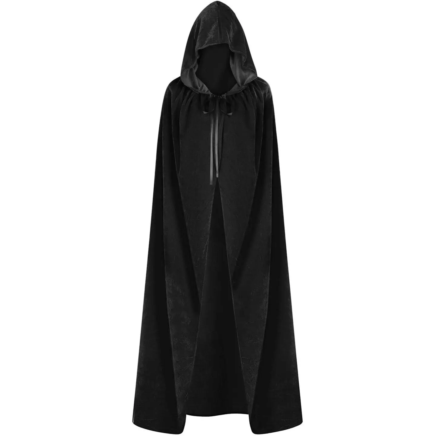 Black Hooded Long Work Coat, Full Length Loose Fit Protective Outerwear with Tie Front, Unisex Lightweight Workwear Jacket for Adults
