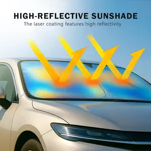 Laser Sunshade for Car Windshield| Reversing Reflective Sun Visor Provides Ultimate Protection for Your Car Interior| Cool Reflective Sunshade for Sedan/SUV, MPV (57x 29.5inch )