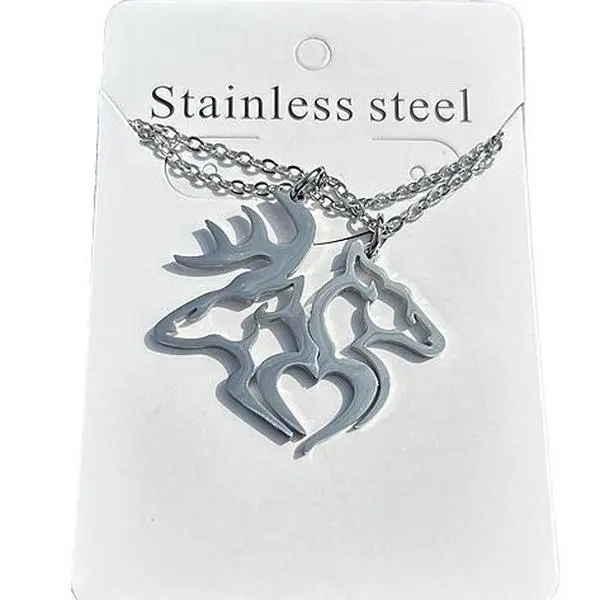 Buck&Doe Couple-Themed Duo Chains Necklace, Stainless Steel Unisex Nature Animal Lovers Accessory, Meaningful Gift for Couples, Gift Necklace, Meaningful Gifts