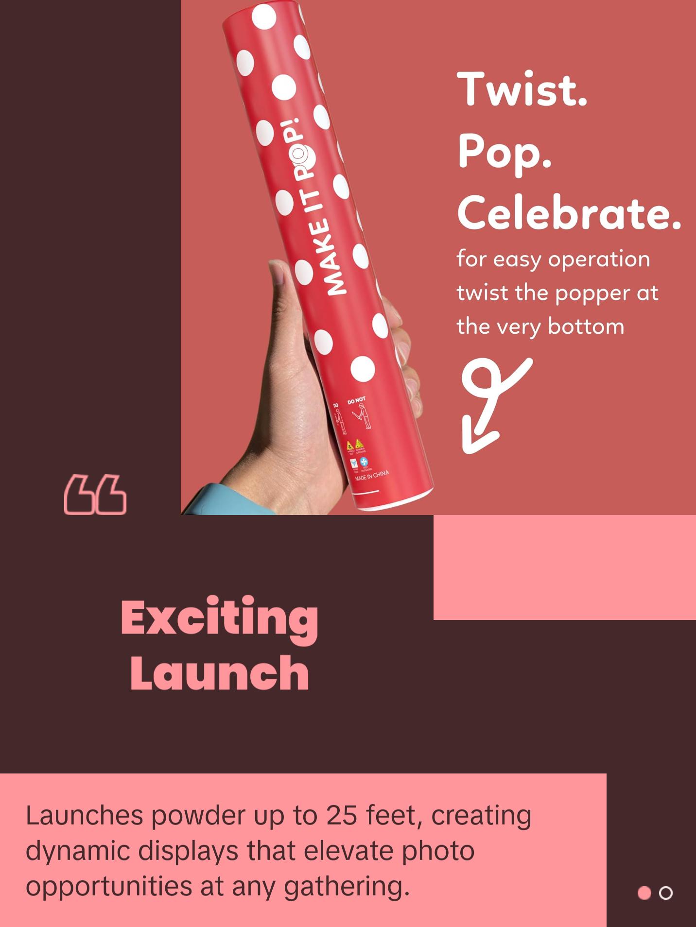 2 Pack Red Powder Cannon Poppers (12 Inch)