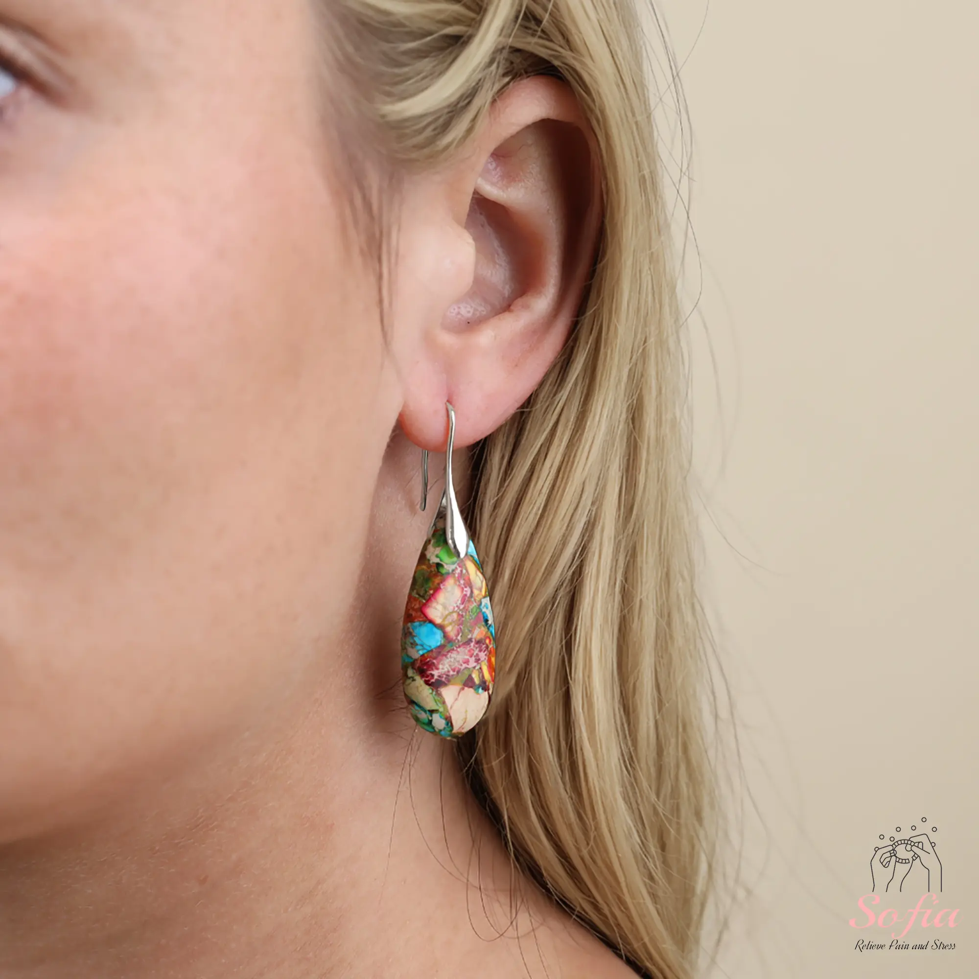 Crystal Teardrop Dangle Earrings - Random Color - Healing Gemstone Drop Earrings, Bohemia Earrings, Spiritual Earring Gifts for her