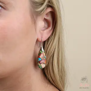 Crystal Teardrop Dangle Earrings - Random Color - Healing Gemstone Drop Earrings, Bohemia Earrings, Spiritual Earring Gifts for her