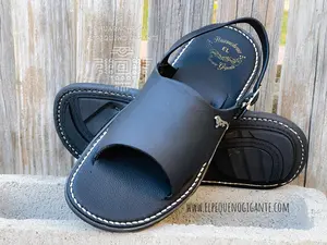 Huarache Open Toe Piel Negra | Black Leather