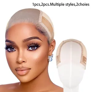 1/2Pcs Lace Wig Grip Cap for Women 4x5 Transparent Lace Wig Caps Non Slip Wig Gripper for Keeping Wigs In Place Adjustable Wig Cap with Grip Headband Make Your Wigs Glue Free