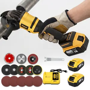 21V Cordless Angle Grinder Kit with 4.0Ah Batteries, Brushless 4 Inch Grinder Tool, 3-Speed Metal Cutter & Polisher for Tile, Steel, Rust Removal and DIY