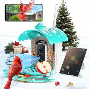 Smart Bird Feeder with 2K HD Camera, AI Bird Identifier, Solar Powered Wireless Outdoor Bird Watcher, Auto Capture, IP65 Waterproof, Squirrel Proof, 1.5L Seed Capacity