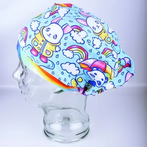 Scrub Cap Hats Women Euro Style Rainy Days Scrub Cap Adjustable Stretch OR Hat for Nurses, Doctors & Vets Uniform