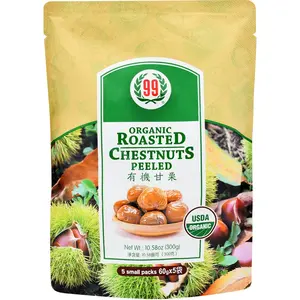 99 RANCH MARKET Organic Chestnuts Snacks - Healthy, Sweet, Meatless Shell-Free & Easy-Shell Options, 2 Sizes: Peeled 10.58 oz, Easy-Peel 9.17 oz