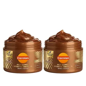 Carroten Gold Shimmer Tanning Gel | Browning Tan Accelerator | Non-Greasy, Water-Resistant with Carrot & Coconut Oil | Vitamin A & E For Moisture & Hydration | 5 Fl Oz (Pack of 2)
