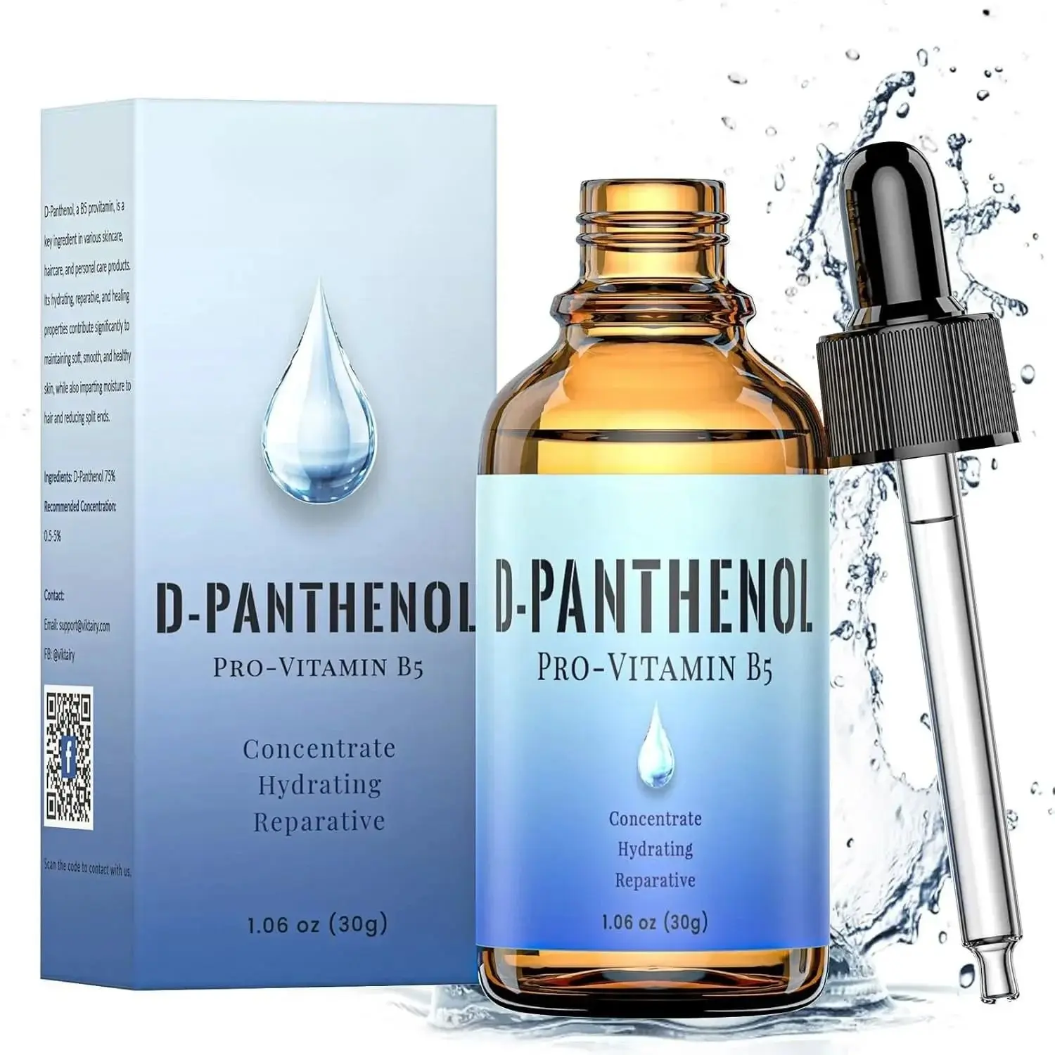 Cosmetic Grade D-Panthenol Liquid (1oz/30g) Concentrate Pro-Vitamin B5 Raw Active Ingredient, Moisturizer, Face Moisturizer, Aging Skin Corrector Serums & Essences, DIY Skincare Serum Base for Skin, Skin Repair, Barrier Repair