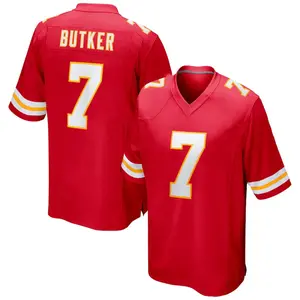 Kansas City Worthy 1/Butker 7/Jones 95/Humphrey 52/Rice 4 Red/White Football Player Game Jerseys, Sports Stitched T-shirts Top for Men Women Youth Boys Girls