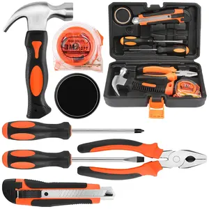 High-end professional 8-piece household tool set, including a claw hammer, wire cutters, screwdriver, tape measure, and other tools for daily home repairs, plus a complimentary combination set
