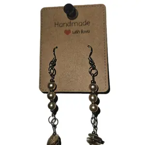 Handmade with Love Dangling Beaded Earrings - Elegant Pearl & Chain Design for Women's Fashion