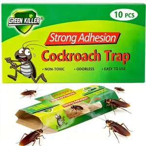 Green Killer Cockroach Trap 10 Pcs Strong Adhesion Non-Toxic Odorless Sticky Glue Boards Safe for Kids and Pets Indoor Pest Control for Kitchen Bathroom Bedroom Home Use