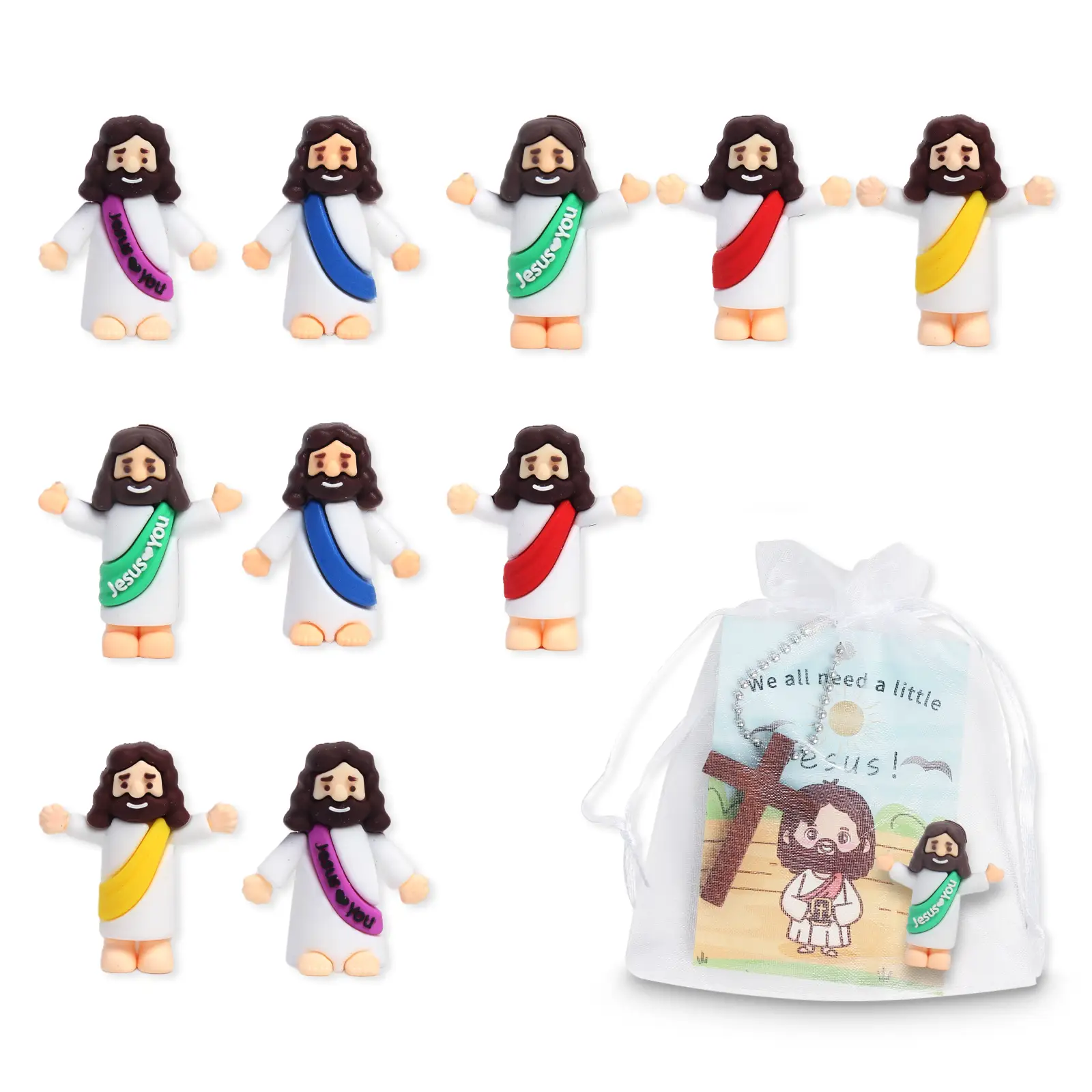 10 Sets Easter Tiny Jesus Toys，Everyone Needs a Little Jesus Gifts Religious Supplies Party Favors Gift for Church and Sunday School