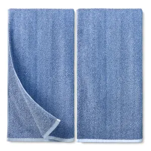 Cleanbear Striped Bath Towels, Luxury 100% Cotton Bath Towel Set for Bathroom with Herringbone Patterns, 54 x 28 Inches Large Shower Towels, 2 Pack