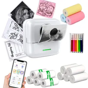 Portable Thermal Printer with Printer Paper & Marker & Sticker, 1 Set Mini Portable Thermal Bluetooth-compatible Printer, Office Supplies, Thermal Label Maker