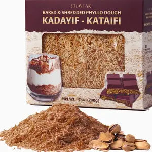Baked & Shredded Kataifi Pastry 7 oz (200g) – Ready to Use Crushed Kadaifi, Roasted Shredded Phyllo Dough for Dubai Chocolate, Knafeh, Kunafa, Pistachio Chocolate Bars, and Pastry Toppings – Chilled & Baked Kadayif Sprinkles, Kataifi