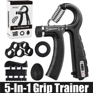 On-the-Go Grip Strengthener Adjustable Hand Trainer for Anytime Forearm Workouts with Resistance and Multiple Accessories for Home Use