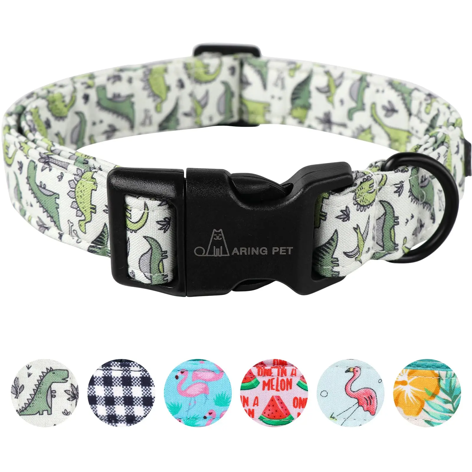 ARING PET Dinosaur Dog Collar-Cute Dog Collar for Small Dogs, Adjustable Comfortable Cotton Boy Puppy Collar for Small Medium Large Dogs