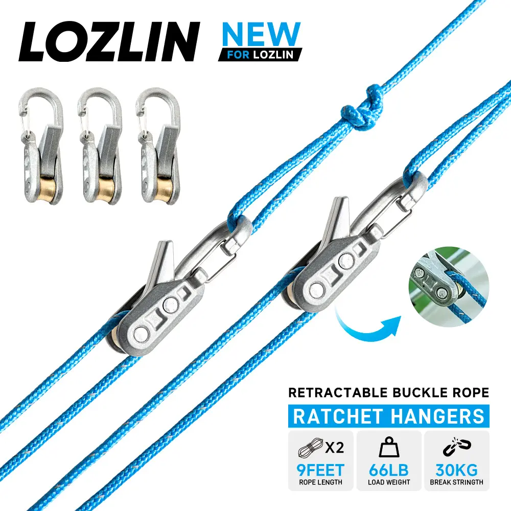 LOZLIN 6PCS Retractable Safety Lanyard Set with Case, Anti-Loss Coiled Cord Camping Accessory for Hiking Backpacks, Tents (Tools & Hardware Ropes Kit)