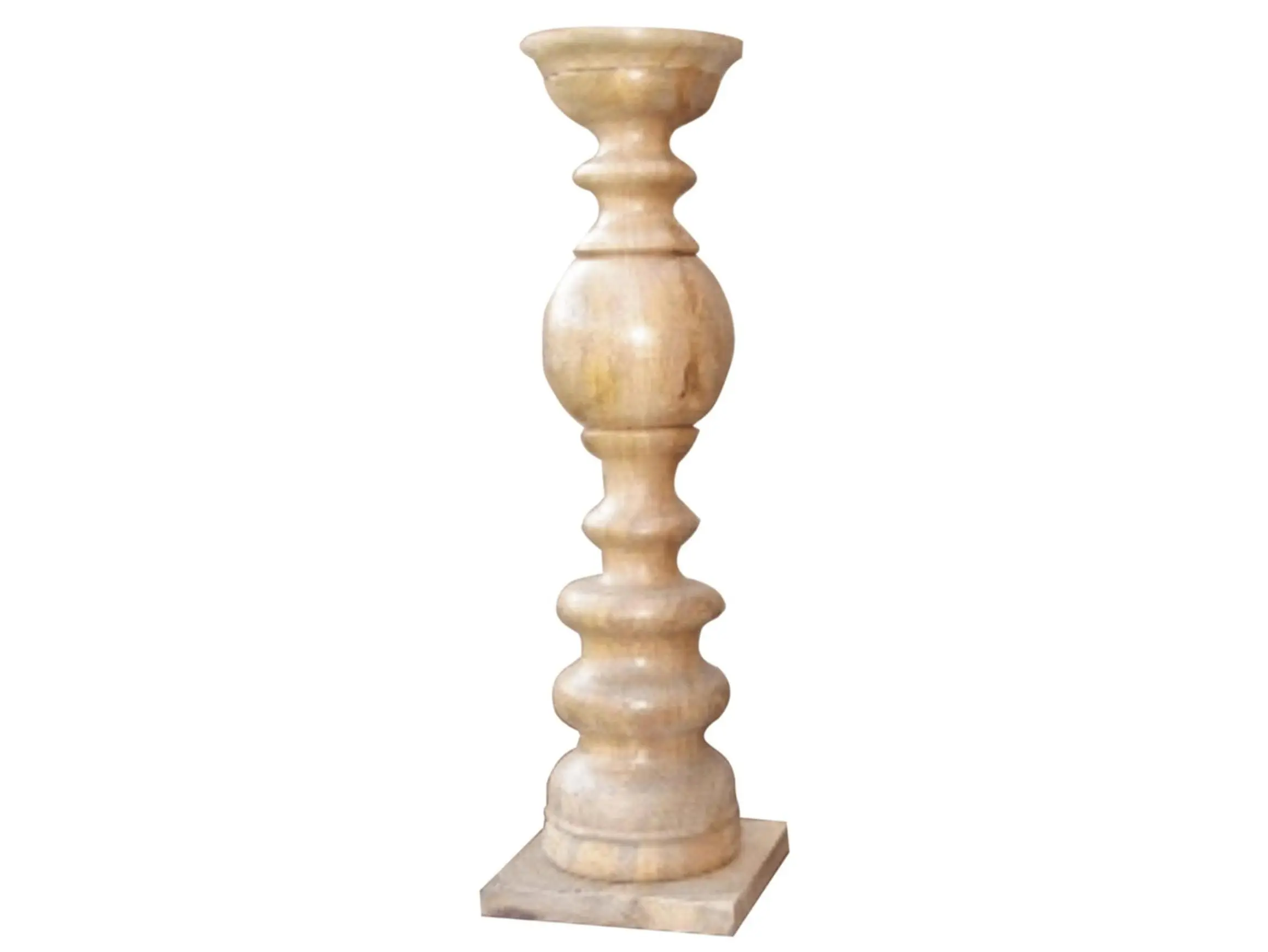 212 MAIN 29 in. Sturdy Round Contemporary Solid Wooden Pillar-Type Floor Candle Holder, Whitewash Finish, Decorative Indoor Home Decor Room Accessory
