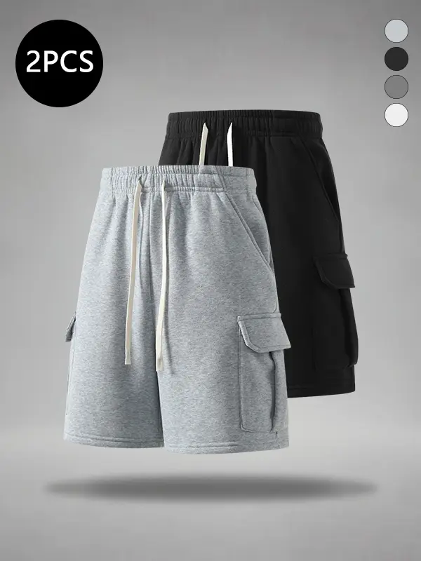 2-Pack Men’s Summer Knee-Length Cargo Shorts — Trendy High-Street Street Style, Versatile Casual Athletic Shorts for Men