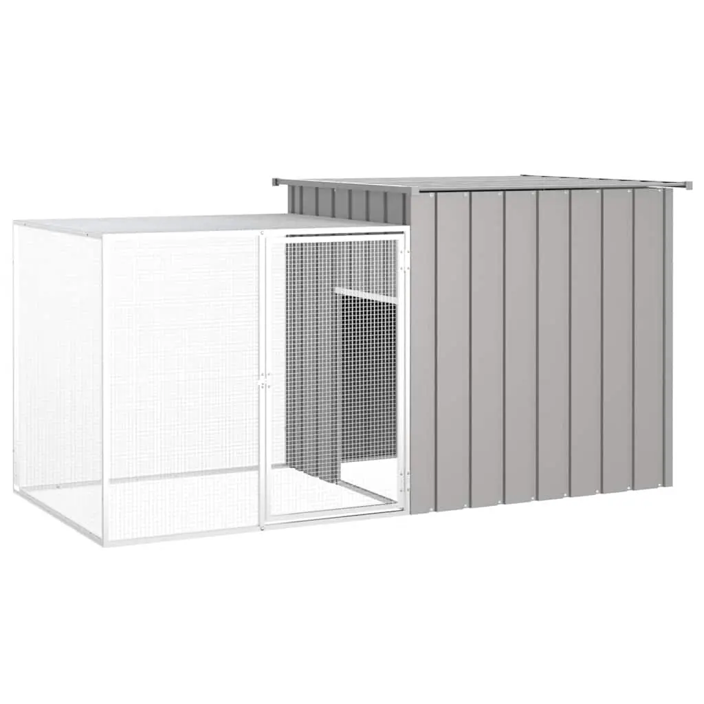 vidaXL Chicken Coop, Multipurpose Chicken House with Mesh Cage, Galvanized Steel Chicken Cage for Outdoor Farm Garden Lawn, Gray Galvanized Steel 171546