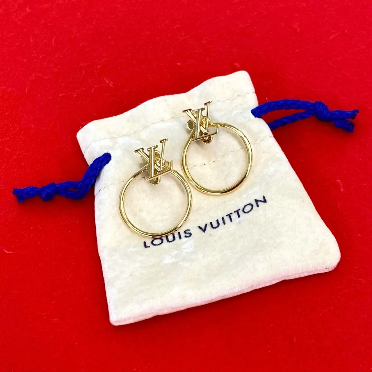 Pre-owned Louis Vuitton Gold-plated Small Leather Goods Boucle Doreille Hoop Eclipse Earrings