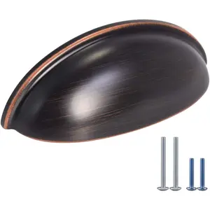 6 Pack 3 Inch Hole Centers Oil Rubbed Bronze Drawer Bin Cup Pulls, Dresser Pulls for Cabinets, Furniture Handles, Kitchen Cabinet Hardware