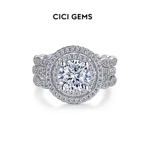 CICI GEMS 1.5CT 81-Facet Cut Moissanite Halo Ring Guard for Women D VVS1 Bridal Set Insert Double Band Stackable 18K White Gold Plated Lab-Created Hypoallergenic Ring Enhancer Wedding Engagement Anniversary Gift Fine Jewelry