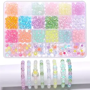 600pcs 8x7mm Transparent Acrylic Beads Mix Color for Jewelry Making, DIY Bracelet Necklace Supplies, All Seasons Craft Materials