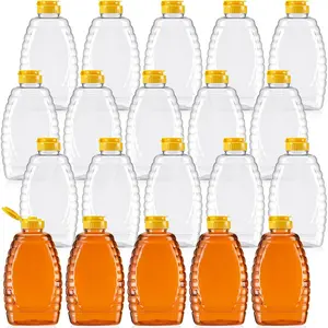20 Pieces 32 oz Clear Plastic Honey Jars Bottles with Lids Empty Squeeze Dispenser with Flip Lid for Easy Storing and Dispensing(Classic)