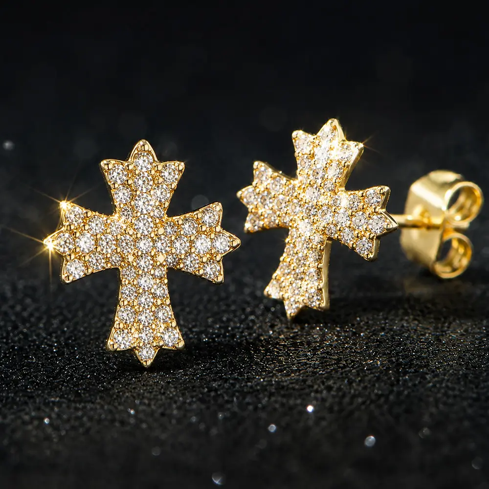 Cross Stud Earrings for Men Women  Simple Designs Hip Hop Hypoallergenic Crucifix Ice Out Cubic Zirconia Gothic Cross Stud Earrings Lightweight Studs Ear Accessories for Daily Wear