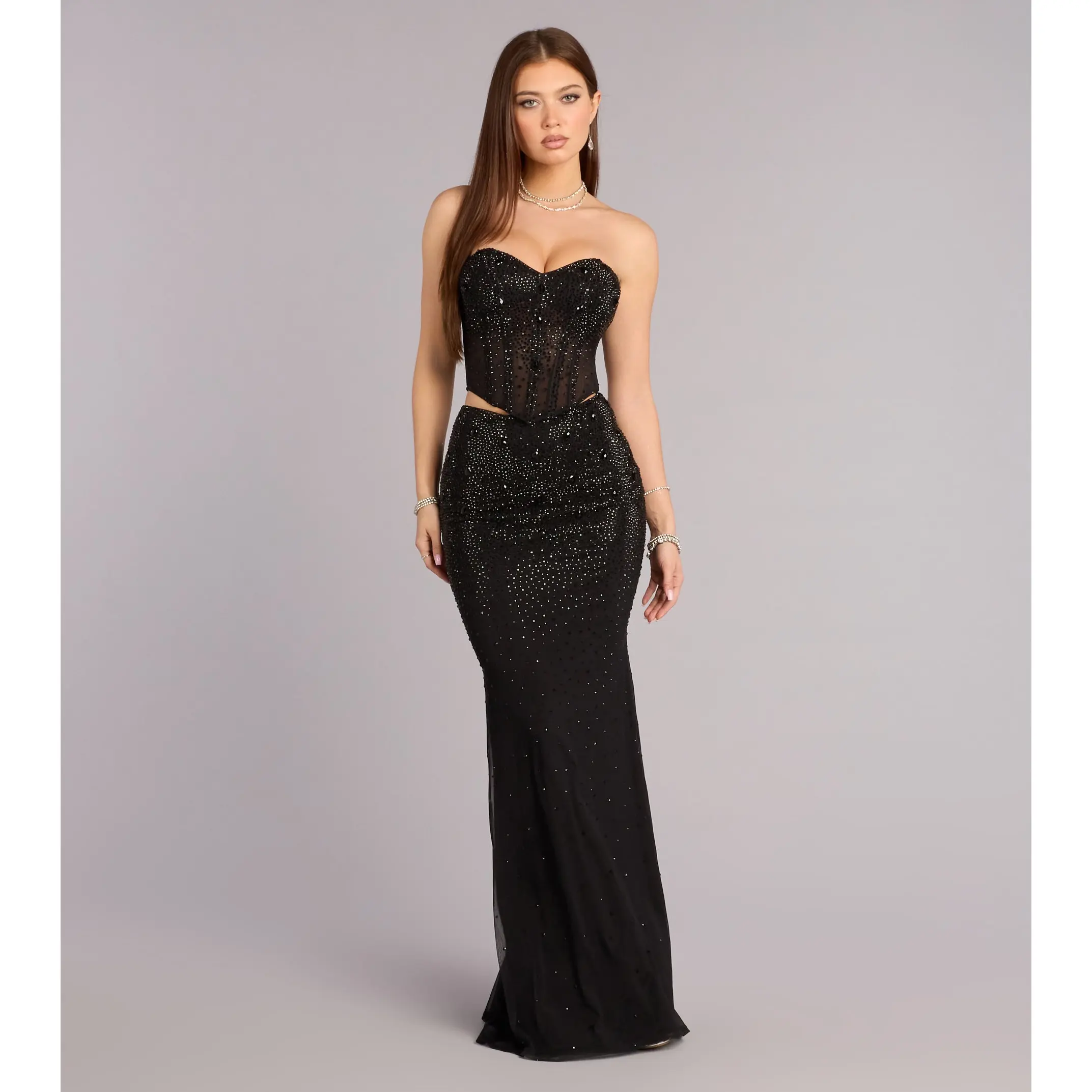 Joanna Rhinestone Two-Piece Formal Set