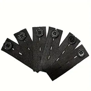 Elastic Jeans Waist Extension Button, 6 Counts Simple Plain Waistband Button, Waistband Extenders with Elastic Band for Clothes Jeans