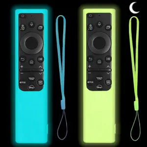 2 Pack Remote Cover for   TV,  Protective Case for  Solar Cell Remote 2021 2022 BN59-01357 BN59-01385 BN59-01265A Anti-Slip Remote Case Glow in Dark (Glow Green +Glow Blue)