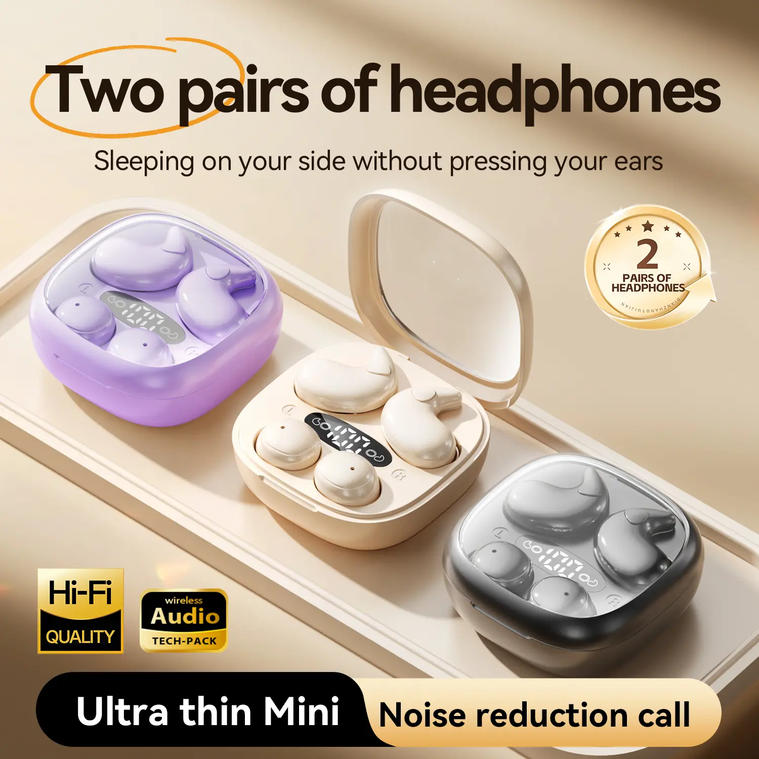 CHENRUIDA M126 Mini Invisible In-Ear Wireless Earbuds,Sleep Bluetooth Headphones,Extended Wear Comfort For Side Sleepers,No pain sensation,Long Battery Life,Chargeable Audio Headset