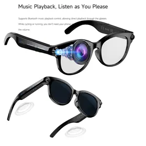 Bluetooth AI Glasses with Camera,  Smart GLasses for Video Recording, 2MP Camera, 39G Lightweight ,290Mah Battery ,2 Lenses Smart Glasses ,Support AI Translation, Voice Assistant, Bluetooth Calling ,Music Control ,Men's Smart Sunglasses