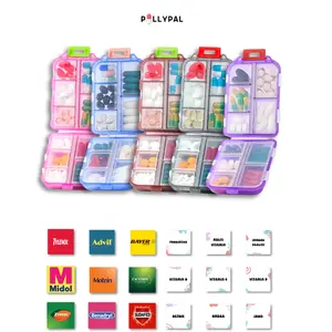 PillyPal V1 Pill Organizer, 2 Sticker Sheets 10 Compartments,Spring Time, Allergy Season, Summer Travel, Portable Durable Pill Vitamins Supplements Probiotics Organizer Healthcare Containers Waterproof Travel Organizer TSA Approved