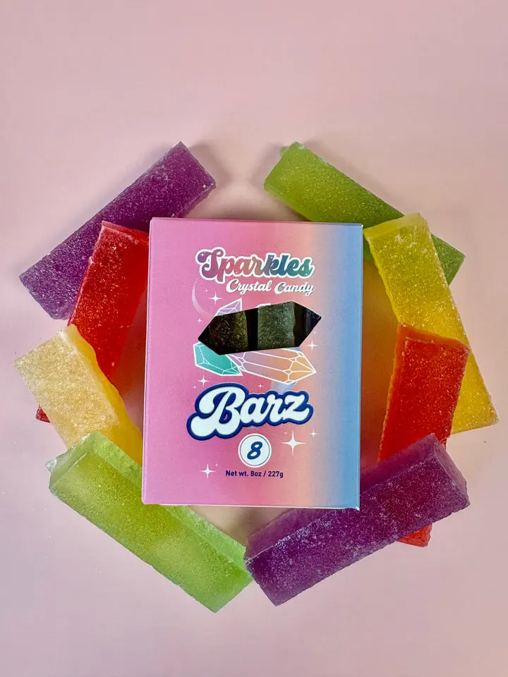 Crystal Candy Barz Variety Box- Crunchy Shell Jelly Center, Fun Treat, Gift Idea