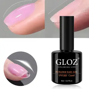 GLOZ 8-in-1 Sakura Pink Builder Gel | BIAB Nail Strengthener & Rubber Base Gel for Thin Nails, Soak Off UV LED Gel for Salon & DIY Beginners