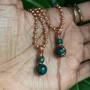 Malachite Pure copper Stone of Transformation Necklace| Heart Chakra Activation | Pure Copper Jewlery