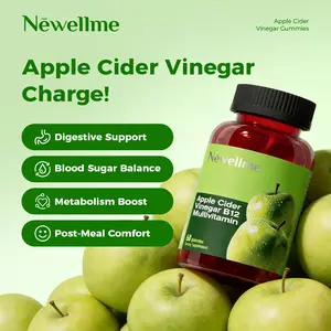Newellme Apple Cider Vinegar Gummy Vitamins with Vitamin B12 Gelatin-Free Vegan Non-GMO Supports Energy Levels Digestive Health & Wellness