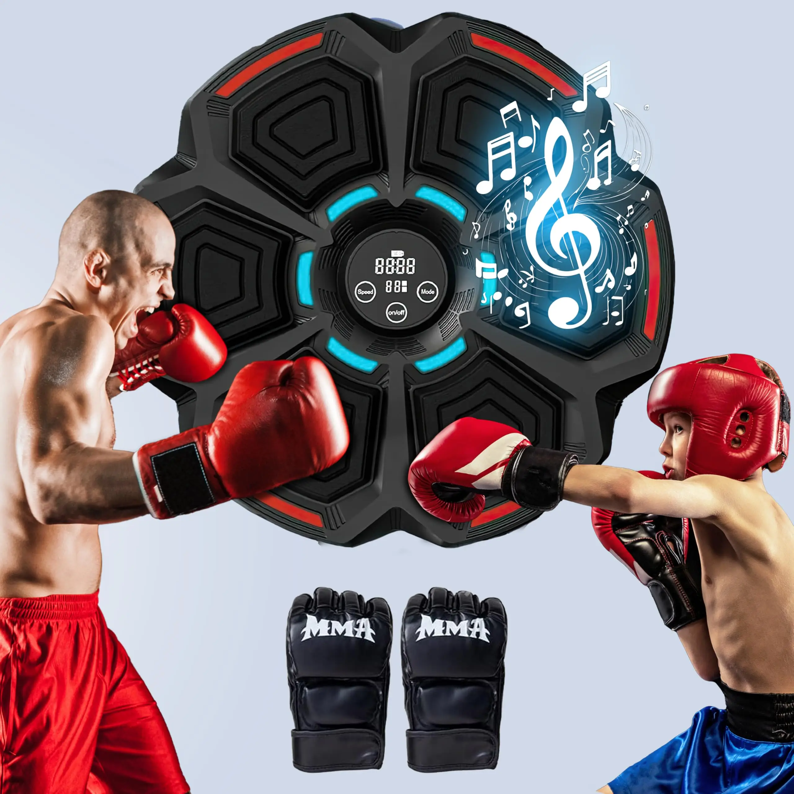 Music Boxing Machine - Wall-Mounted Smart Punching Trainer with LED Boxing Light Effects, Touch Screen Control Panel, Sturdy Foam Design & Fun Fitness
