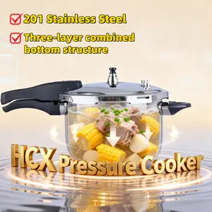 26cm 7.4QT (7L) HCX Pressure Cooker | Explosion-Proof, Induction/Gas Compatible | Fast Cooking for Home & Restaurant Cookware Stainless Steel