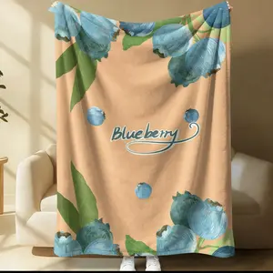 Blueberry Pattern Soft Warm Plush Blanket, Ideal for Bed Sofa Car Room Decor, Perfect Moving Festival Gift, Lightweight Cozy Throw