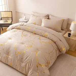 7-Piece Luxury Bedding Set - Breathable Bronzing Texture Superfine Fiber Sheets with Blanket, Fitted Sheet & Pillowcases - Soft, Lightweight, All-Season Comfort for Bedroom, Hotel & Guest Room